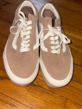 Vans Suede Low-Top Sneakers in Taupe and Cream